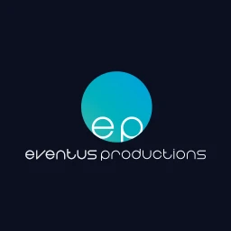 Logo Eventus Productions: Schriftzug in Weiß auf dunklem Grund