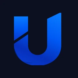 Logo U Entry: blaues U-Signet auf dunklem Grund