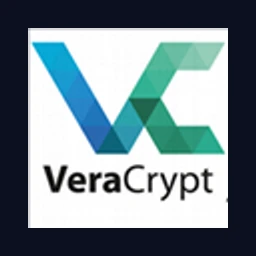 Logo VeraCrypt: stilisiertes V und C in Blau und Grün über dem Schriftzug VeraCrypt